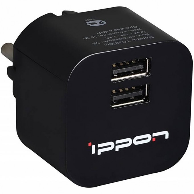 Сетевое зарядное устройство IPPON TC323B, цвет черный 864448 Сетевое зарядное устройство IPPON TC323B, цвет черный 864448