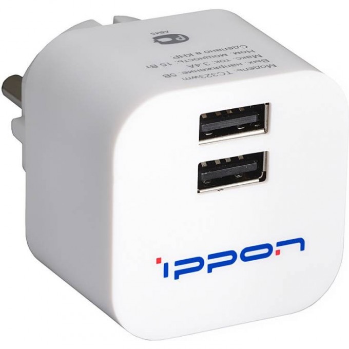 Сетевое зарядное устройство IPPON TC323W, цвет белый 864451 Сетевое зарядное устройство IPPON TC323W, цвет белый 864451